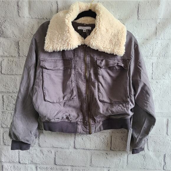 Young Fabulous & Broke Gray Earhart Faux Fur Full Zip Jacket NWT Women's Small - Picture 2 of 11